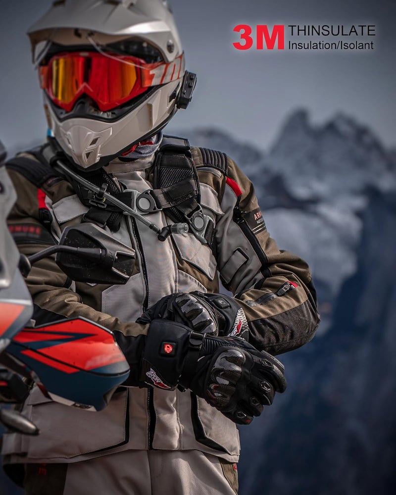 BORLENI Heated Motorcycle Gloves, Fingertip Heating, Waterproof, Touchscreen, 3000 mAh Battery, Car USB Power Supply - Image 2